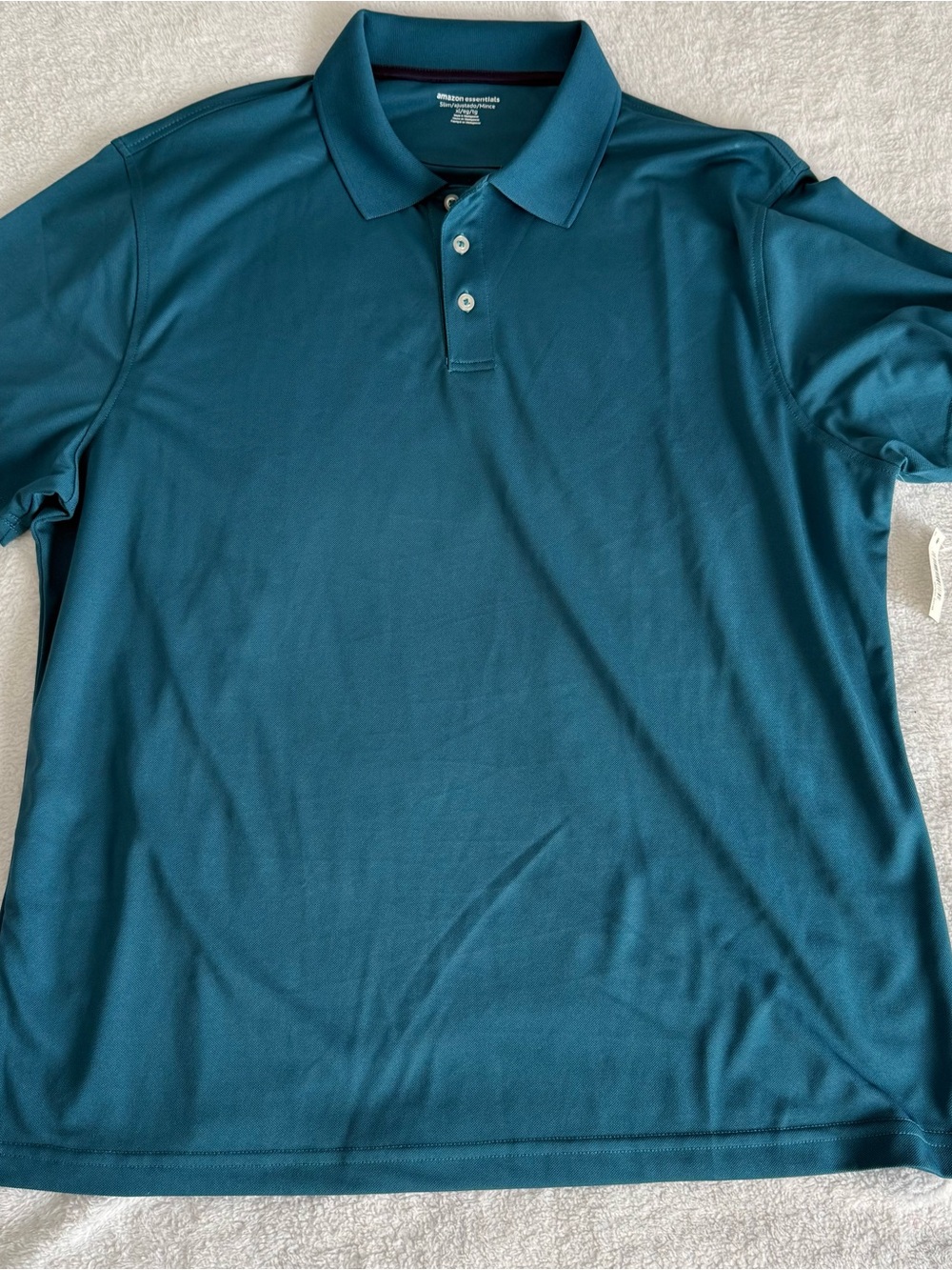 Amazon Essentials Men's Teal Polo Shirt - Short Sleeve